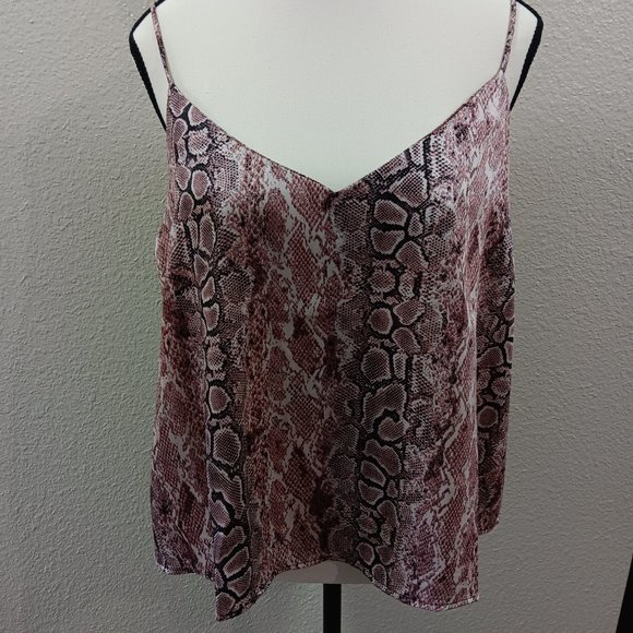 NWOT IRIS Thin Spaghetti Straps Tank Top Snakeskin Print US M - Picture 1 of 5